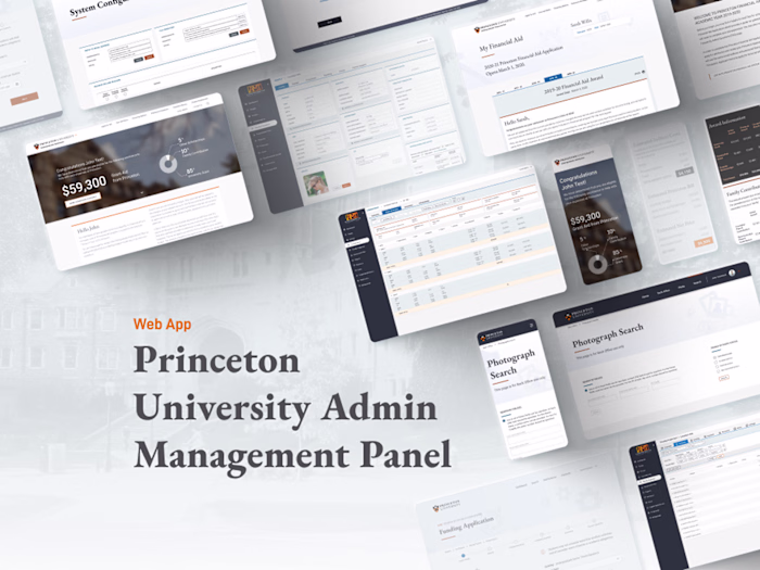 Princeton University Admin Management Panel, Web App