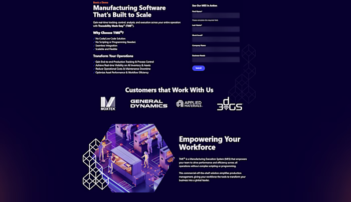 Landing Page Creation for Manufacturing Software Company