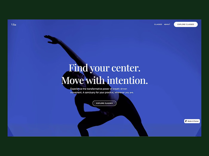 Modern Yoga Studio Website Design for Vita