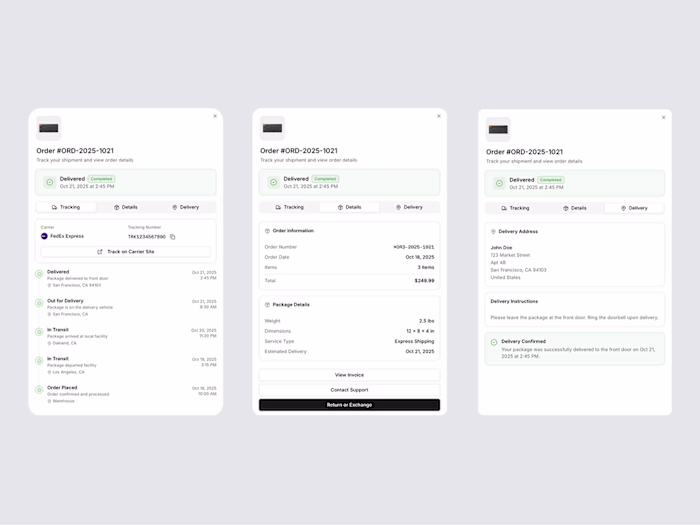 Shipment Tracking dialog component ✨