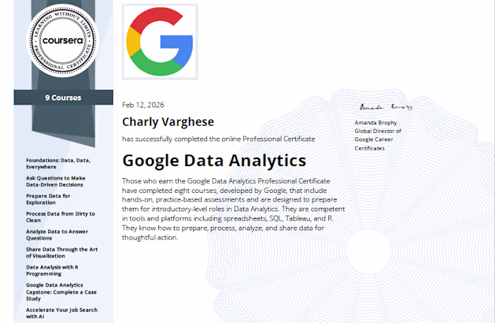 Google Data Analytics Professional Certificate