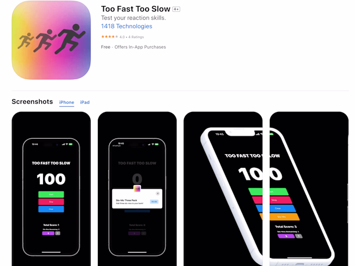 iOS Mobile Game - Too Fast Too Slow