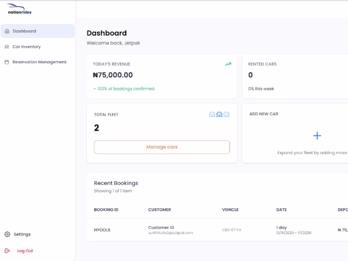 Team Notion: A modern car rental web app