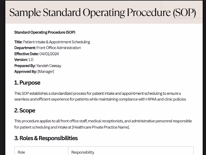 Standard Operating Procedure (SOP)