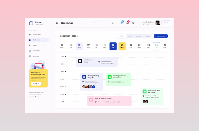 Just designed a Calendar Dashboard