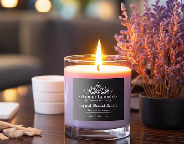 Candle Packaging & Label Design Amour Lumière Love