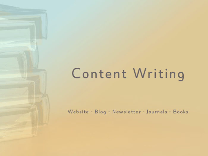 Content Writing -  The year’s activities 