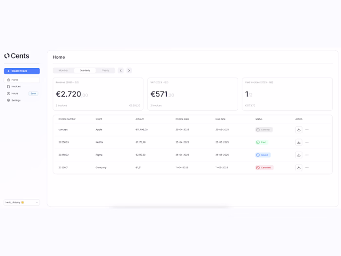 Cents - an invoicing app