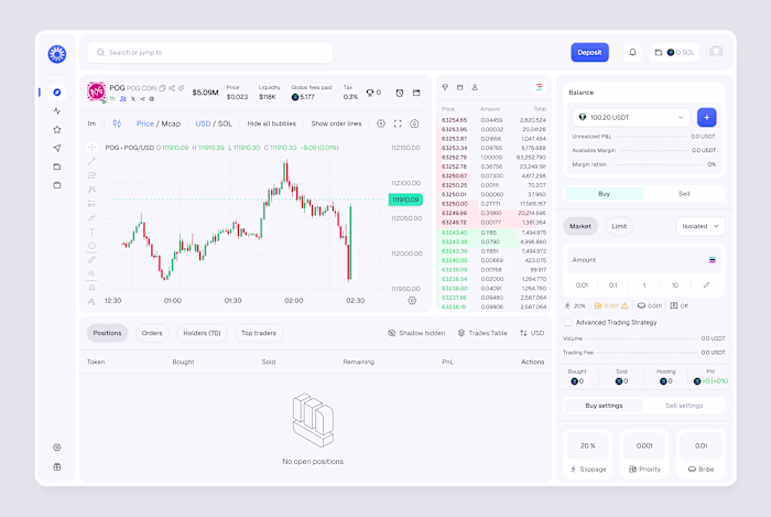 Web3 Crypto memecoin Trading dashboard design