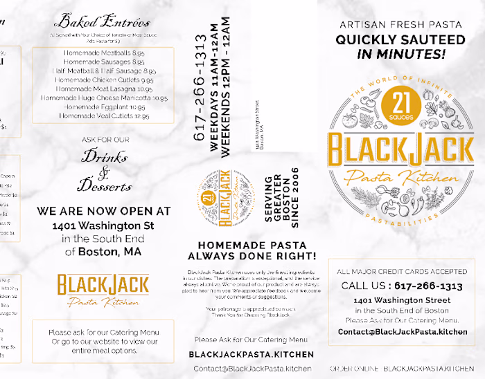 BlackJack Pasta Menu Design
