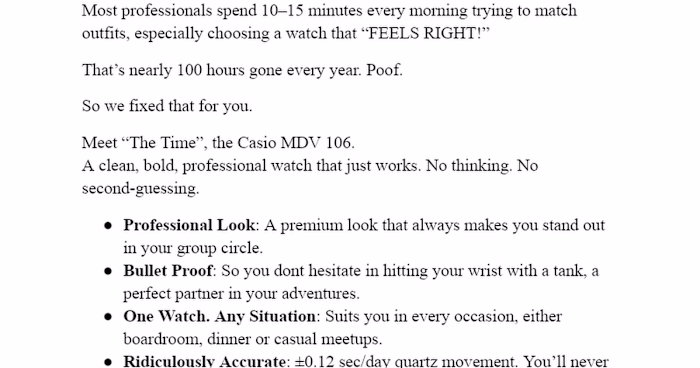 Casio MDV 106 Watch AD Promotion