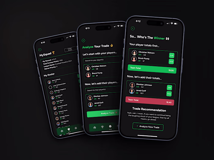 Mobile App Design for Fantasy Sports Trade Analyzer