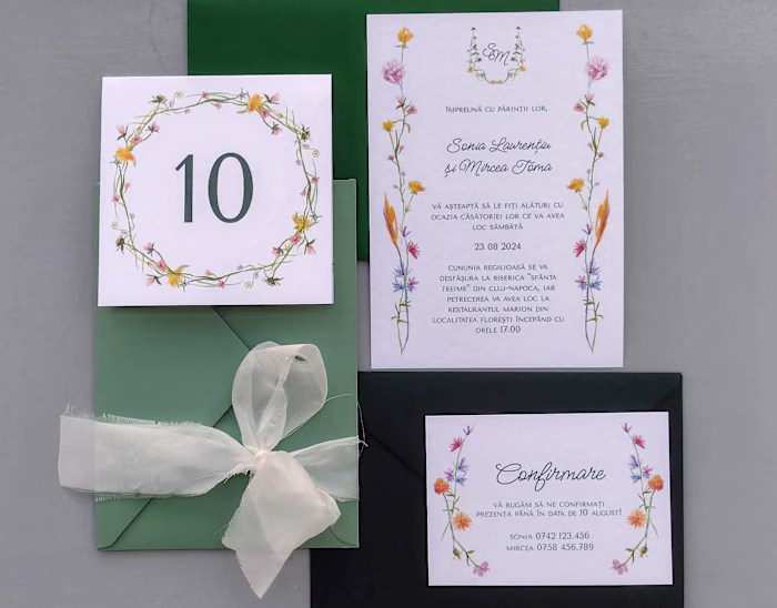 Orange flowers, wedding invitation design