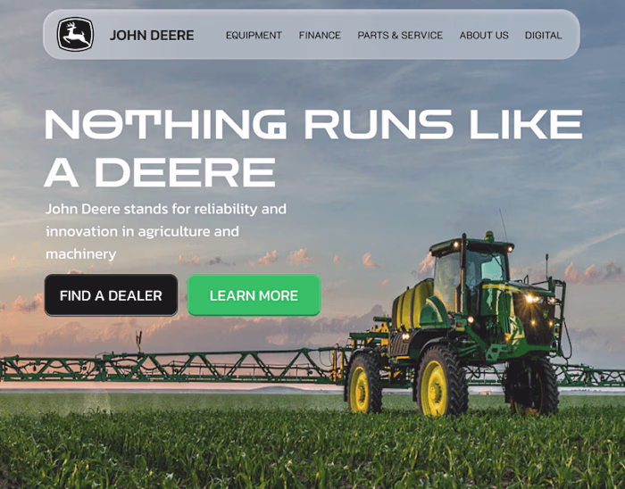 John Deere Landing Page 