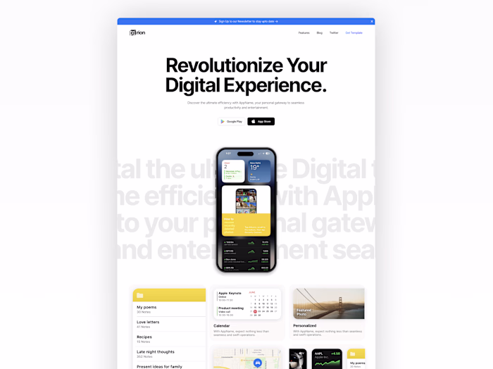 Grion — Framer Mobile App Website