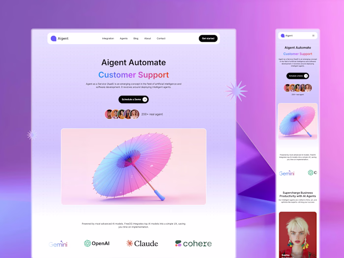 Aigent — Website for AI agents designed in Framer
