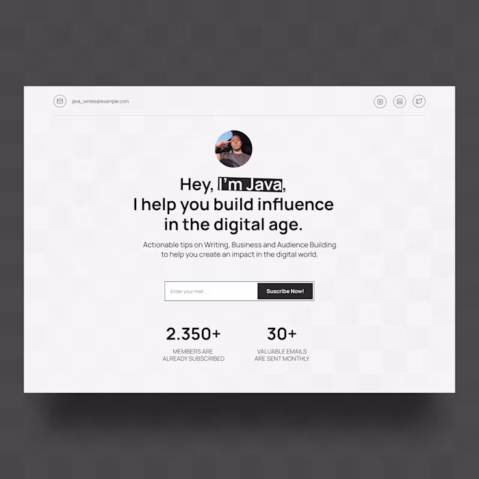 Newsletter Landing Page Design