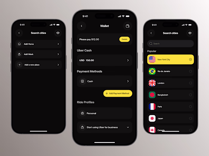 Ride App – Search & Wallet"