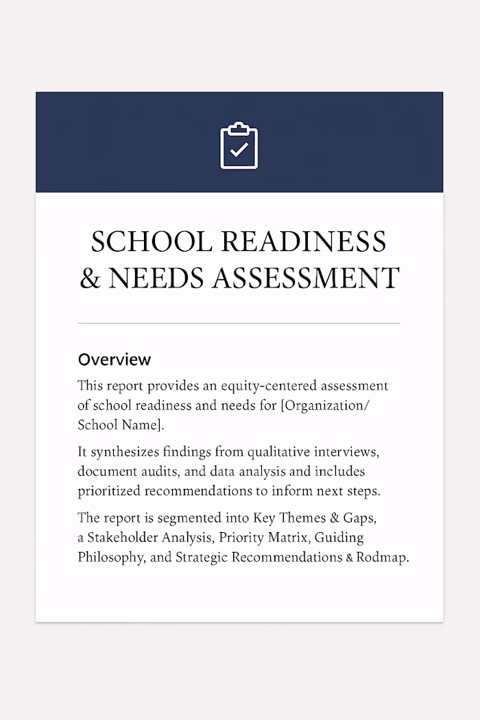 School Readiness & Needs Assessment
