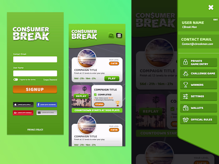 Consumer Break - Mobile Game UX/UI