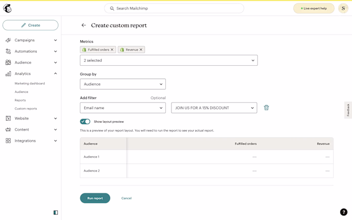Custom Report Builder for MailChimp