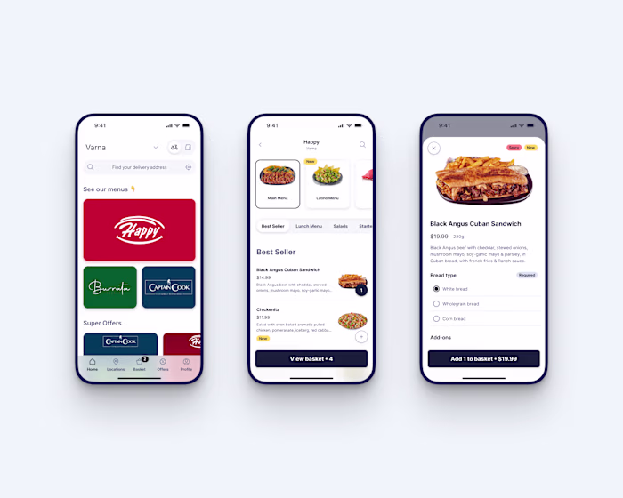 Happy Delivery - Food delivery iOS app redesign