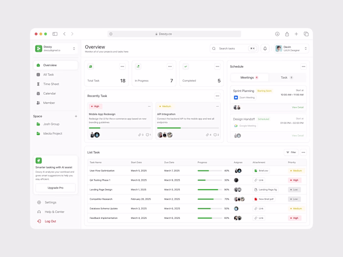 Doozy - Task Management Dashboard