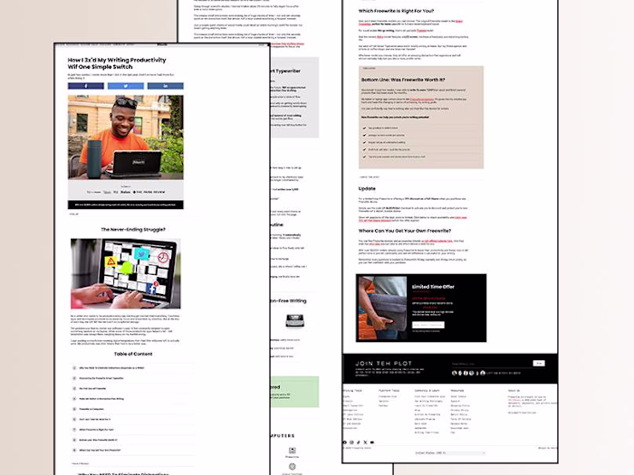Advertorial Page Develop on Replo for Getfreewrite