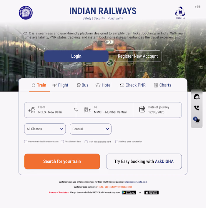 IRCTC Website Redesign
I redesigned the