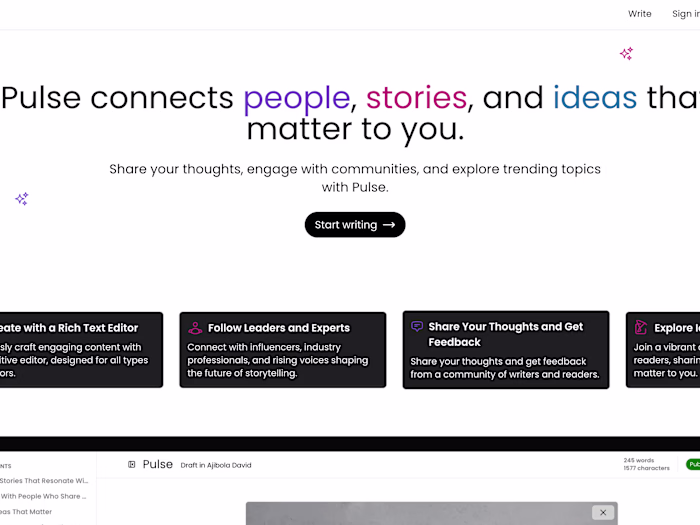 Pulse - Share your thoughts and explore topics effortlessly