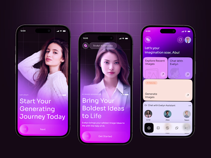 AI image generator mobile app UI/UX design