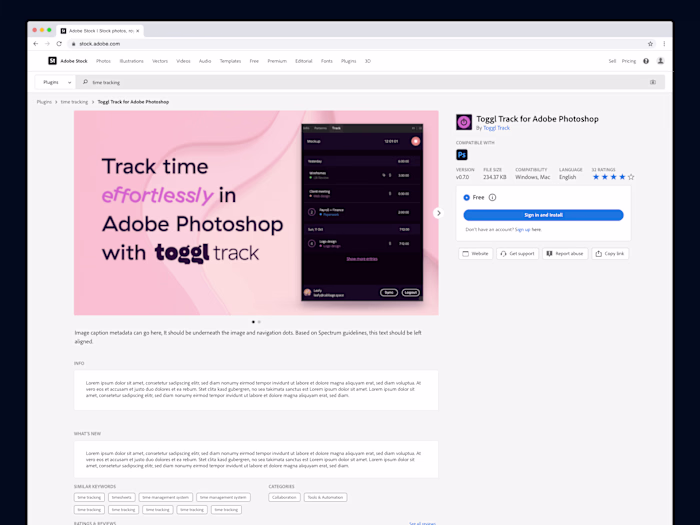 New product page for creative tool plugins
