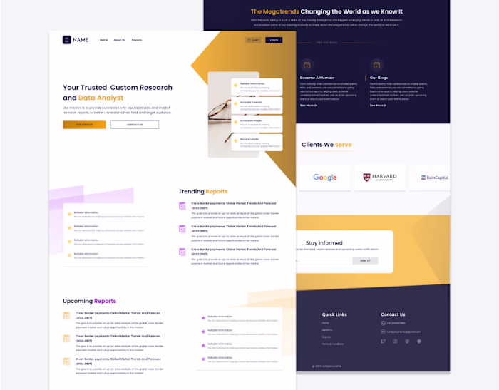Market Research Report Publisher Website Landing Page