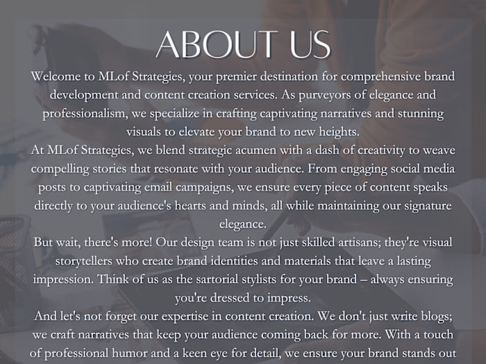 Brand Narrative & Messaging Development:  Your Brand’s Story