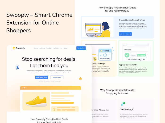 Swooply Chrome Extension Landing Page Design