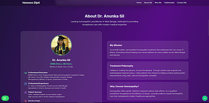 Website Development for Homeo Dipti