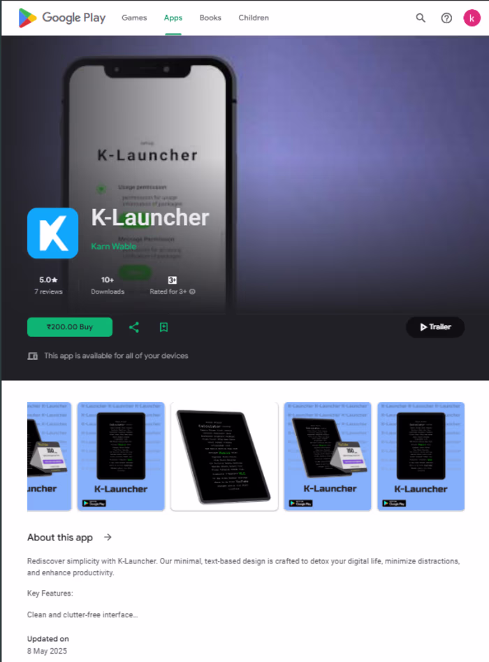 K-Launcher: Minimal Android Launcher App