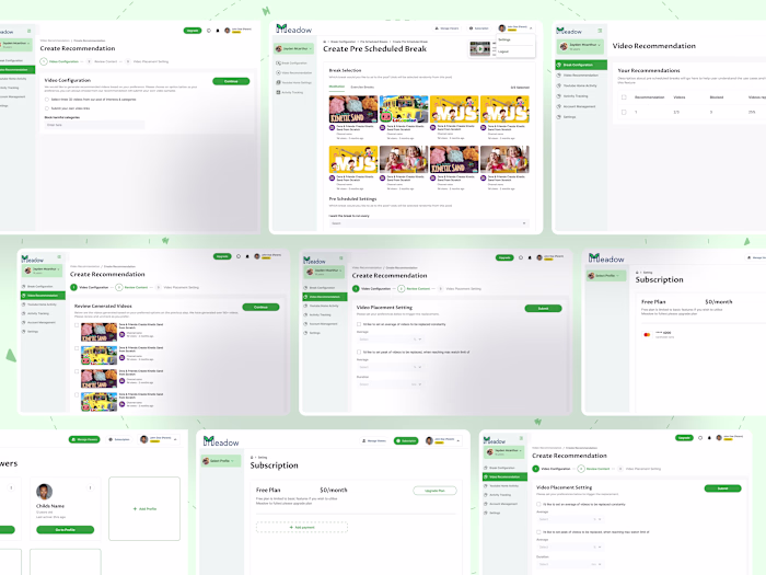Meadow Landing Page and Web App Design