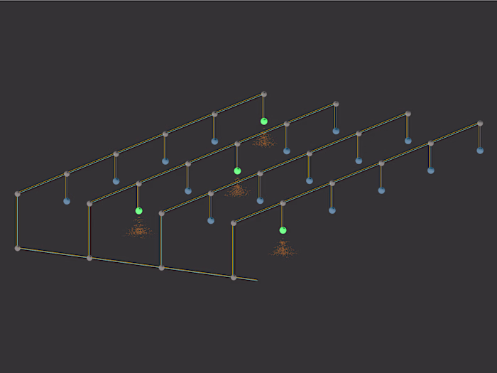 Waterflow animation through pipes using react and three.js