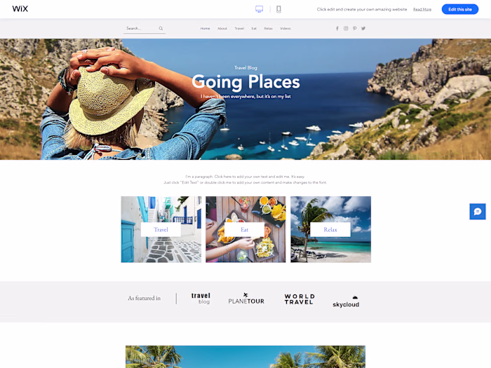 Travel Blog Wix Website Design 
