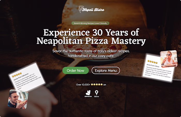 Food Landing Page Design for Pizza Cafe
