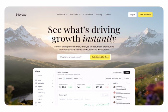 Hero section exploration for a