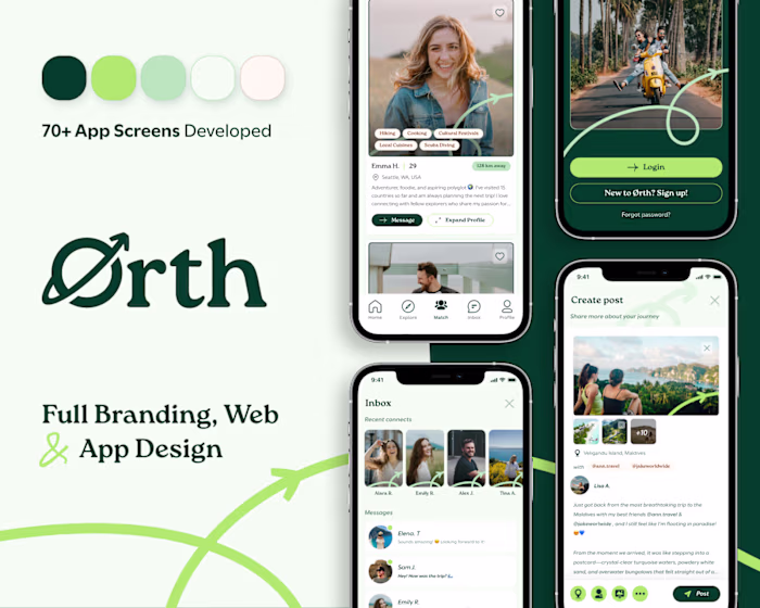 Ørth App - Full Branding, UI/UX, Web & App Design, 70+ App S...