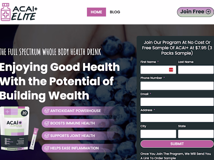 A Landing Page Designed For A Health Drink