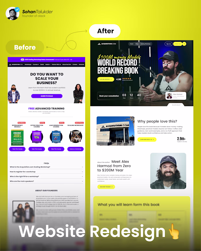 We redesigned Alex Hormozi's company, ACQUISITION, website.