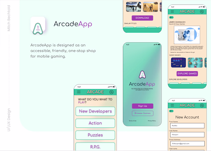 Mobile UX/UI Design - Arcade App