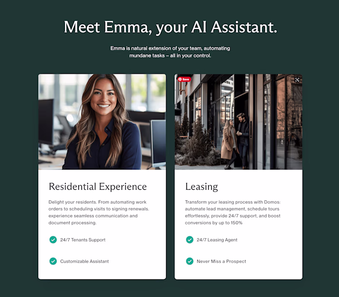Landing page for Real Estate B2B Start-up in AI
