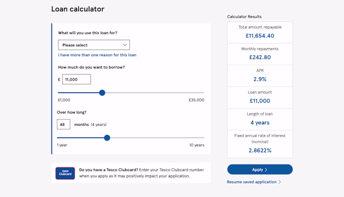 Improving the Tesco Loan Calculator