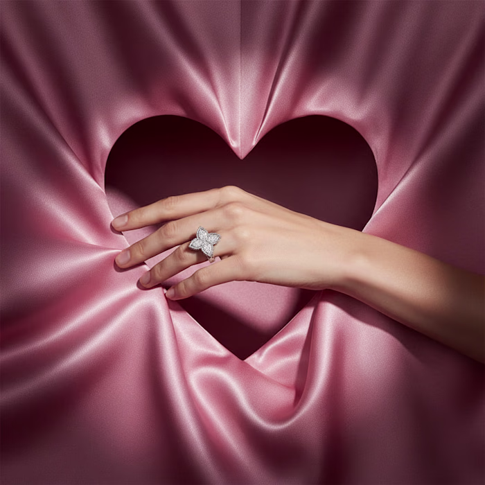 AURUM — Satin Heart Ring Series Luxury AI jewelry concept cr...