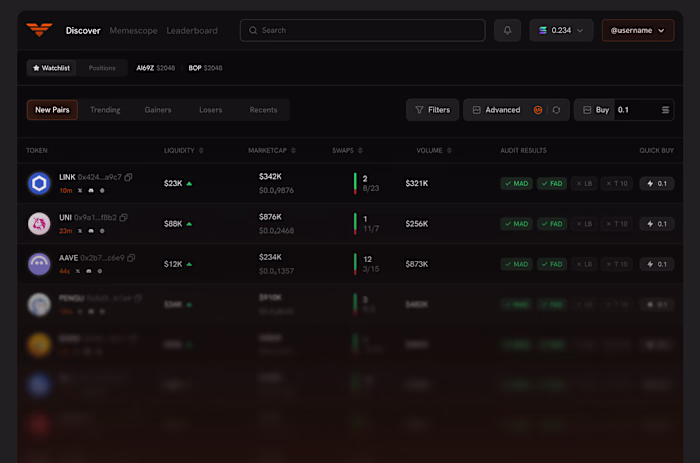 Trenchex Dashboard — designed by Chick Studio